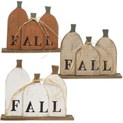 Rustic Wood "Fall" Pumpkin Patch on Base  (3 Count Assortment)