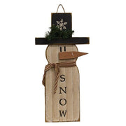 Hanging Lath "Snow" Man with Top Hat & Scarf