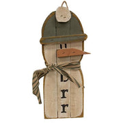 Hanging Lath "Brr" Top Hat or Beanie Snowman  (3 Count Assortment)