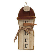Hanging Lath "Brr" Top Hat or Beanie Snowman  (3 Count Assortment)