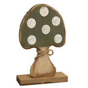 Rustic Wood Mushroom on Base  (4 Count Assortment)