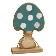 Rustic Wood Mushroom on Base  (4 Count Assortment)