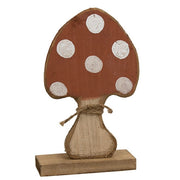 Rustic Wood Mushroom on Base  (4 Count Assortment)