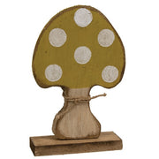 Rustic Wood Mushroom on Base  (4 Count Assortment)