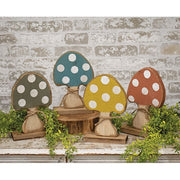 Rustic Wood Mushroom on Base  (4 Count Assortment)