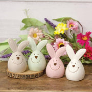Ceramic Roly Poly Easter Bunny Figurine  (4 Count Assortment)