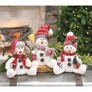 Plush Sitting Snowman - 11"H  (3 Count Assortment)
