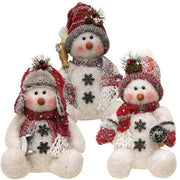 Plush Sitting Snowman - 11"H  (3 Count Assortment)