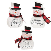 Chunky Wood Christmas Sayings Snowman (3 Count Assortment)