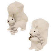 Furry Sisal Winter Squirrel Figure with Scarf  (2 Count Assortment)