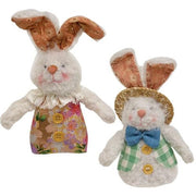 Fuzzy Dressed Up Easter Bunny Ornament  (2 Count Assortment)