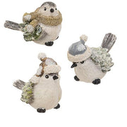 Resin Frosty Pine Bird  (3 Count Assortment)