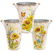 Sunflowers & Blooms Metal Bucket  (3 Count Assortment)