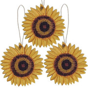 Wooden Sunflower Ornaments (Set of 3)