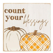 Give Thanks Plaid Pumpkin Block  (2 Count Assortment)