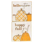 Hello Autumn Plaid Pumpkin Block  (2 Count Assortment)