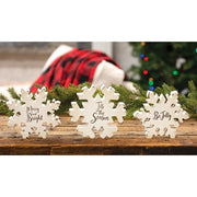 Reversible Stay Cozy Chunky Glitter Snowflake Sitters (Set of 3)