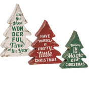 Wonderful Time of Year Distressed Wooden Trees (Set of 3)