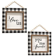 You + Me Beaded Buffalo Check Beaded Sign (2 Count Assortment)