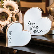 Love You More Distressed Chunky Hearts (Set of 2)