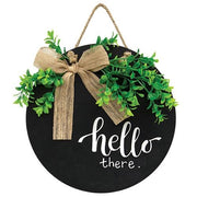 Hello There Round Sign with Greenery