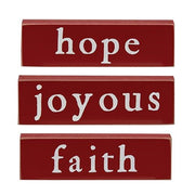 Faith - Hope or Joyous Thin Mini Block  (3 Count Assortment)