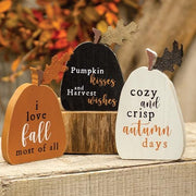 Rustic Fall Words Pumpkin Blocks (Set of 3)
