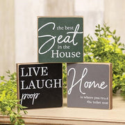 Live - Laugh - Poop Square Block  (3 Count Assortment)