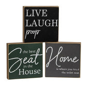 Live - Laugh - Poop Square Block  (3 Count Assortment)