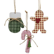 Country Plaid Christmas Ornament  (3 Count Assortment)