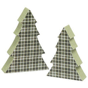 Green Plaid Chunky Trees (Set of 2)