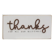Thanks For All Our Blessings Block Sign