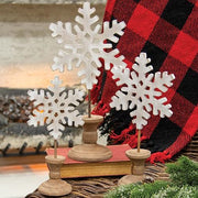 Distressed Wooden Snowflake Spindles (Set of 3)