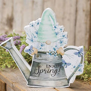 Enjoy Spring Gnome in Watering Can Chunky Sitter