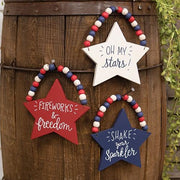 Beaded Patriotic Star Ornament  (3 Count Assortment)