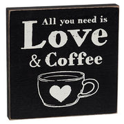 Love & Coffee Block Sign  (2 Count Assortment)