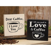 Love & Coffee Block Sign  (2 Count Assortment)