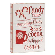 Candy Canes - Marshmallows - Hot Cocoa Wooden Block Sign