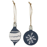 Wooden Snowflake Bulb Christmas Ornaments (Set of 2)