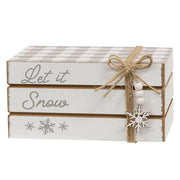 Let It Snow Wooden Book Stack