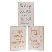 Fall is My Favorite Season Distressed Wooden Block  (3 Count Assortment)