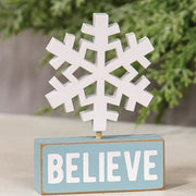 Wooden Snowflake on Believe Block