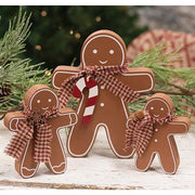 Festive Wooden Gingerbread Sitters (Set of 3)
