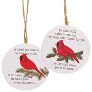 We Loved You Dearly Round Cardinal Ornament  (2 Count Assortment)