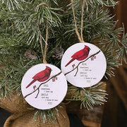 Mom/Dad Round Cardinal Ornament  (2 Count Assortment)