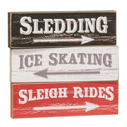 Distressed Wooden Sledding Block  (3 Count Assortment)
