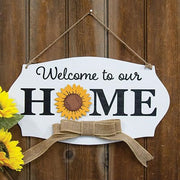 Welcome to Our Home Hanging Wood Sign with 6 Magnets
