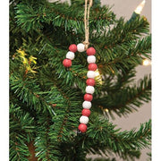 Mini Wooden Bead Candy Cane Ornament