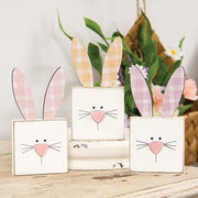 Plaid Ear Bunny Block Sitter  (3 Count Assortment)