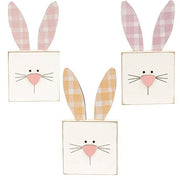 Plaid Ear Bunny Block Sitter  (3 Count Assortment)